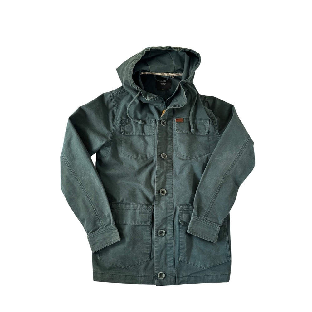 Globe United By Fate Mens Hooded Field Jacket Charcoal Grey Canvas Utility Small